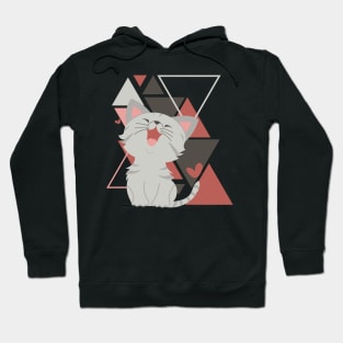 Cute little cat in triangles background adorable kitty Kittenlove Hoodie